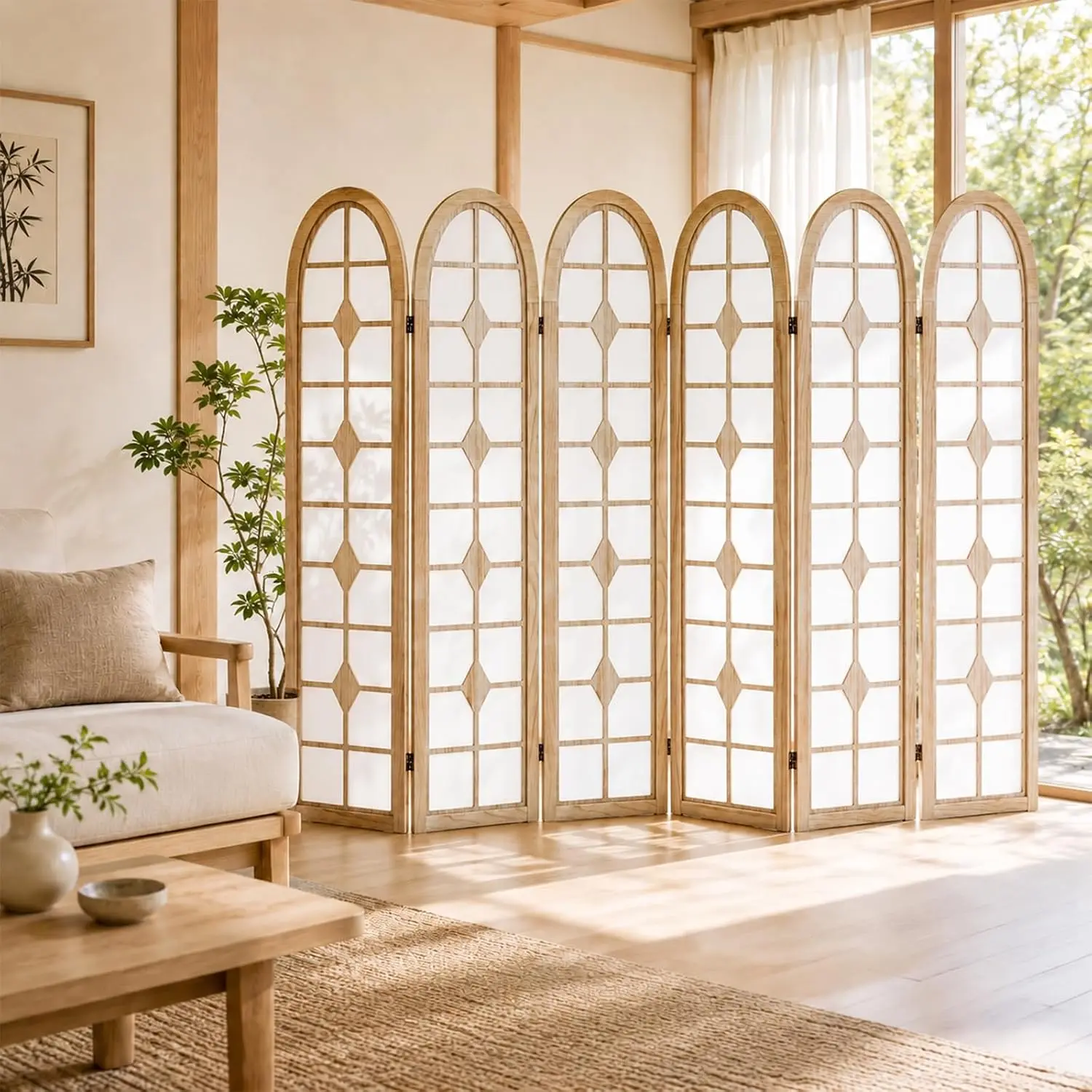 Shoji Screen Divider - 6 Panel Shoji Oda Bölücü, Ahşap