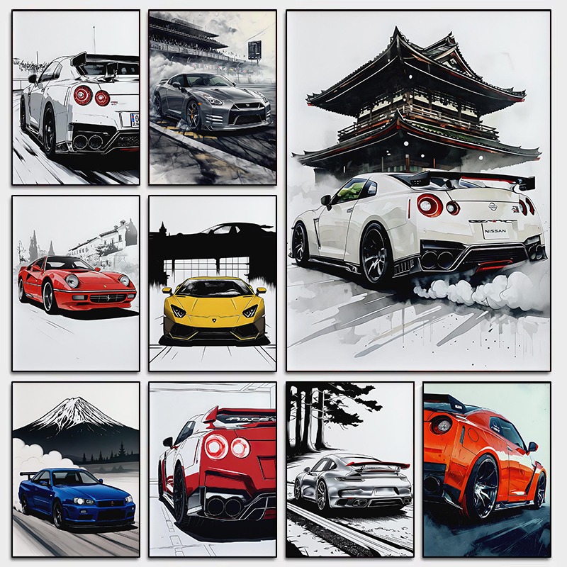 Japanese Luxury Lifestyle - Japon Tarzı Supercar Duvar sanat posterleri